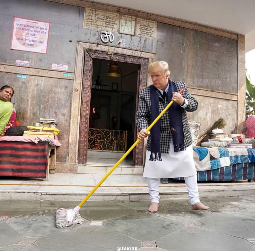 Doland with a broom